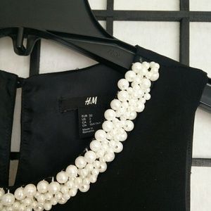 H&M Black Shift Dress with Pearl Details